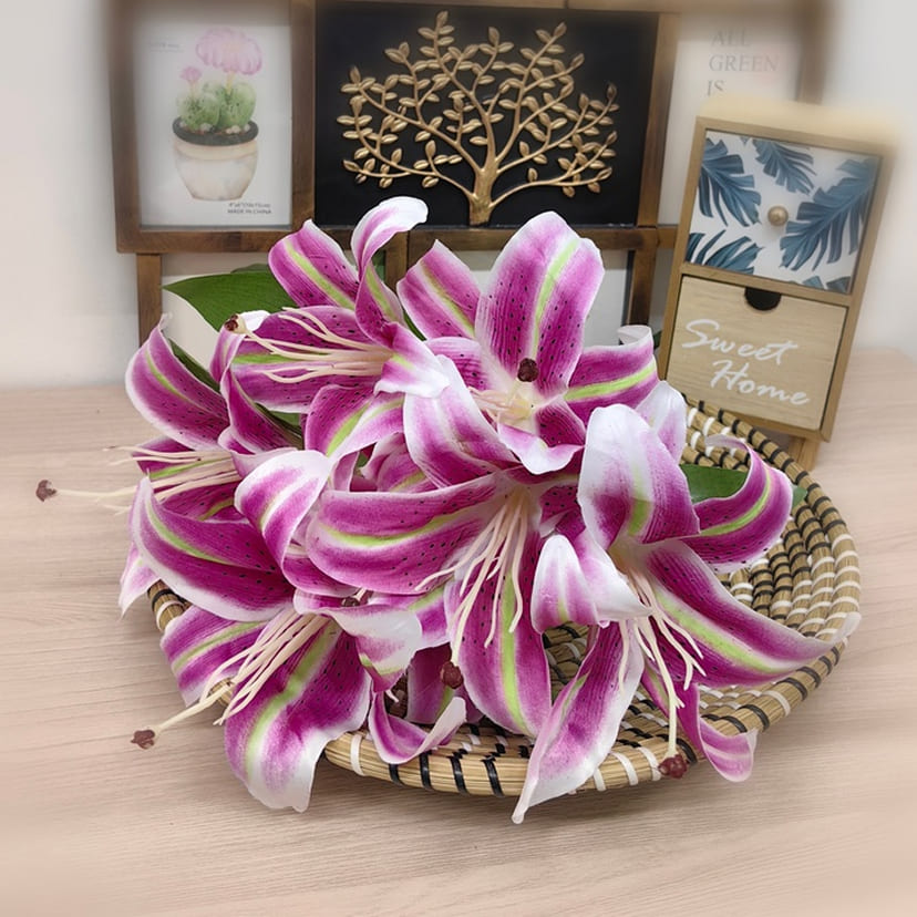 Искусственные цветы в Белгороде | Цветы искусственные «Лилии крупные», розово-сиреневые, букет