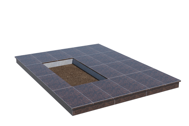 Площадки на могилу в Белгороде | Площадка с вертикальной (10 см) облицовкой Дымовским гранитом (под цветник)