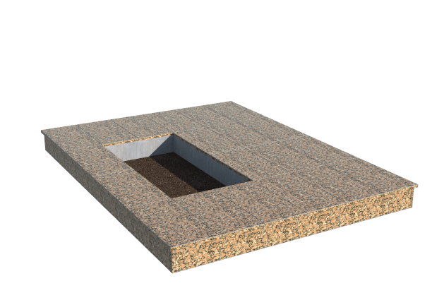 Площадки на могилу в Белгороде | Площадка с вертикальной (15 см) облицовкой Южно-султаевским гранитом (под цветник)