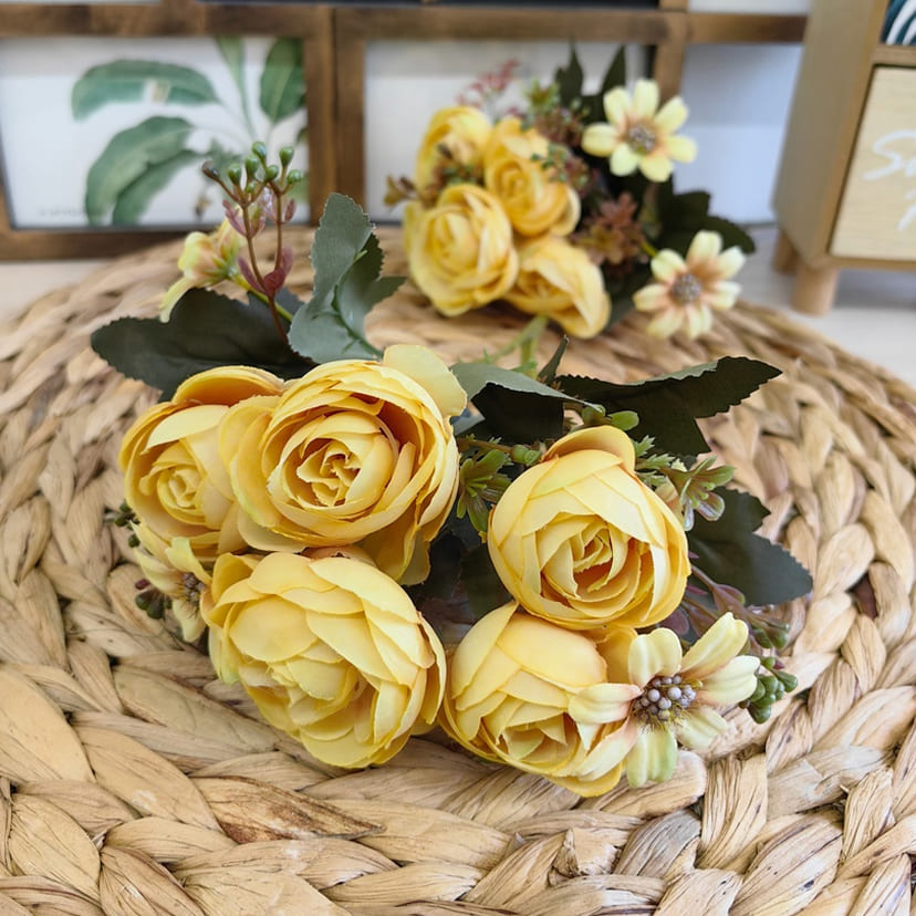 Искусственные цветы в Белгороде | Цветы искусственные «Камелии с мелкоцветом», желтые, букет