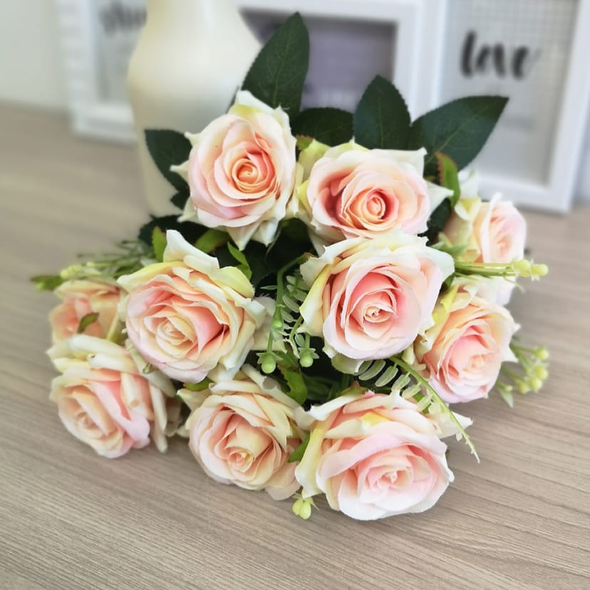 Искусственные цветы в Белгороде | Цветы искусственные «Розы острые», розовато-молочные, букет