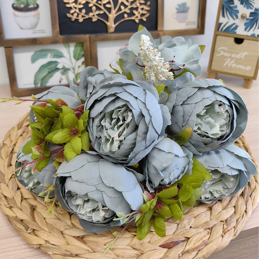 Искусственные цветы в Белгороде | Цветы искусственные «Пионы», серо-голубые, букет