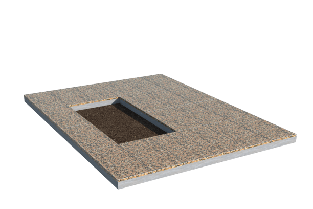 Площадки на могилу в Белгороде | Площадка с облицовкой Южно-Султаевским гранитом (под цветник)