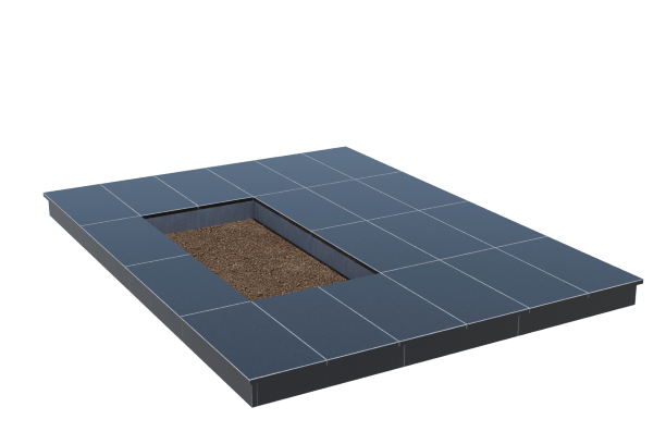 Площадки на могилу в Белгороде | Площадка с вертикальной (10 см) облицовкой гранитом Габбро (под цветник)