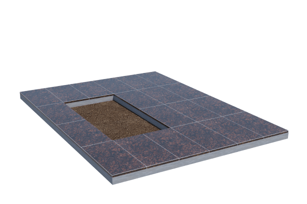 Площадки на могилу в Белгороде | Площадка с облицовкой Дымовским гранитом (под цветник)